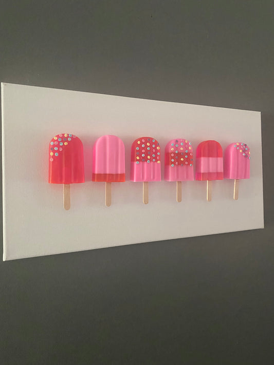 6 Piece Popsicle, Lollipop Art, Lollipop Wall Art, Pop Art, 3D Ice Cream Art, Kitchen Decor, Colourful Nursery Wall Art, Pastel Rainbow Room