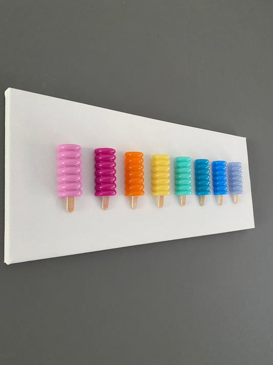8 Piece Popsicle, Lollipop Art, Lollipop Wall Art, Pop Art, 3D Ice Cream Art, Kitchen Decor, Colourful Nursery Wall Art, Pastel Rainbow Room