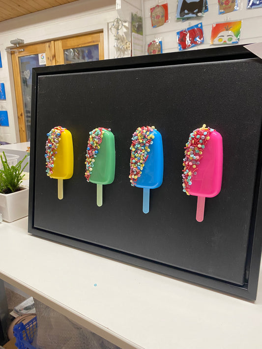 Framed Popsicle, Lollipop Art, Lollipop Wall Art, Pop Art, 3D Ice Cream Art, Kitchen Decor, Colourful Nursery Wall Art,